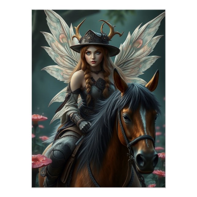 Warrior Horse Fairy Fantasy Art Poster (Vorderseite)