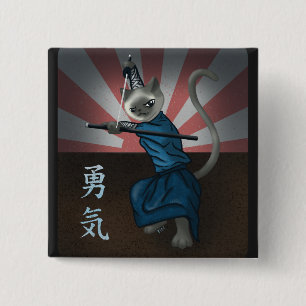Warrior Kitten Button