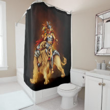 Warrior Lion Rider Fantasy Duschvorhang