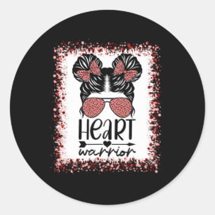 Warrior Messy Bun Leopard Herzerkrankung Bewusstse Runder Aufkleber