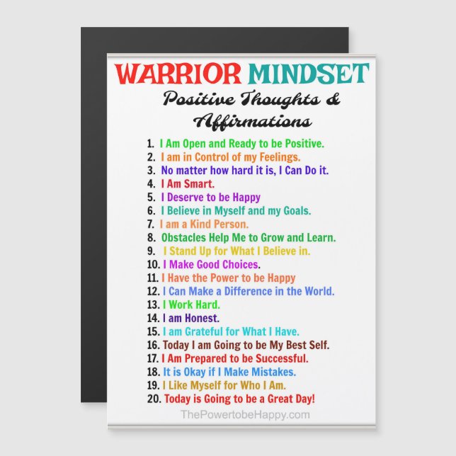 WARRIOR MINDSET MAGNETISCHE KARTE (Vorne/Hinten)
