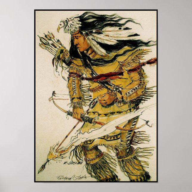 Warrior mit Flammenaufsatz Canvas Print Poster (Vorne)