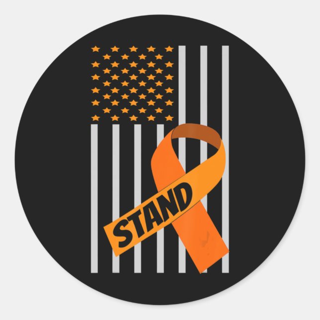 Warrior Orange Ribbon Leukämie Krebs Bewusstsein Runder Aufkleber (Vorderseite)
