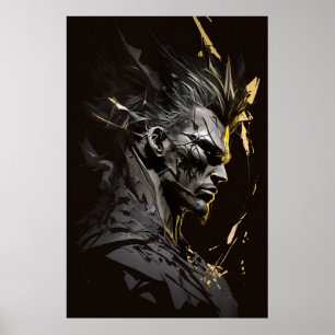 Warrior Portrait Fantasy Malerei Wilder Geist Kuns Poster