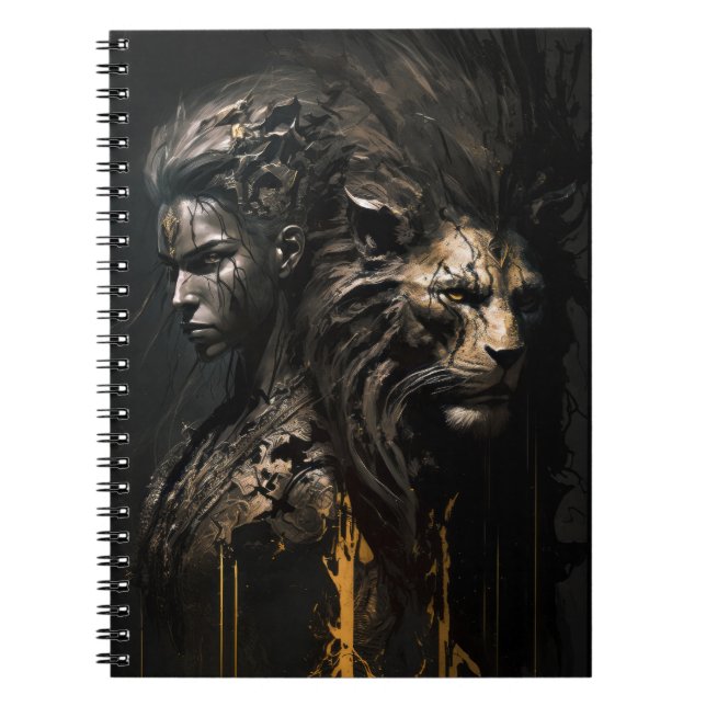 Warrior Portrait Fantasy Malerei Wilder Geist Notizblock (Vorderseite)
