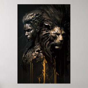 Warrior Portrait Fantasy Malerei Wilder Geist Poster