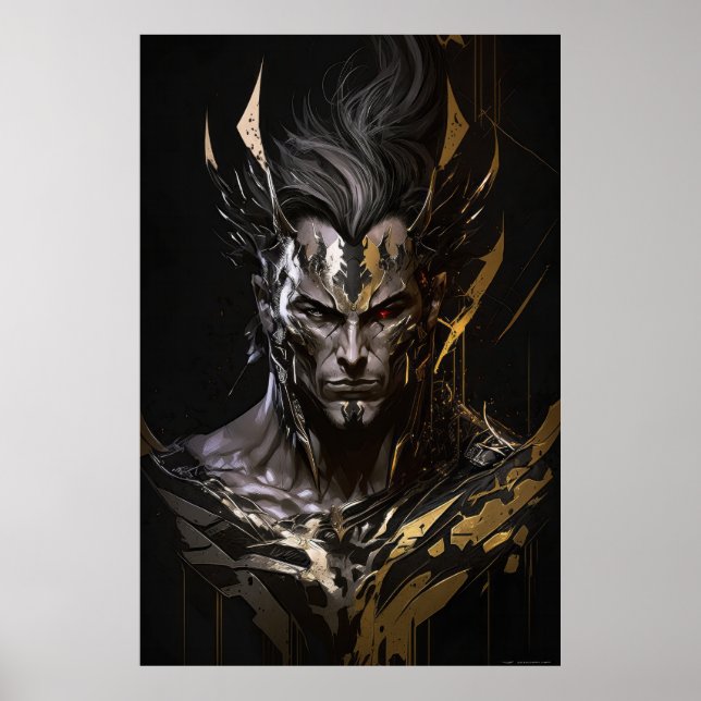 Warrior Portrait Fantasy Malerei Wilder Geist Poster (Vorne)