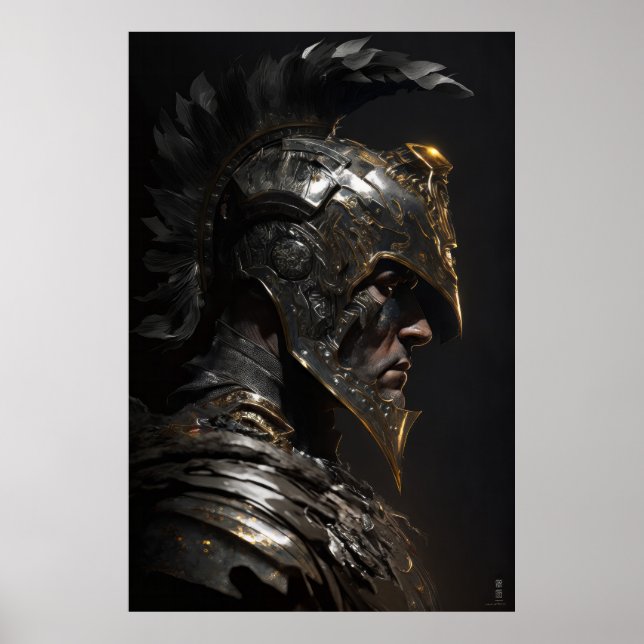 Warrior Portrait Fantasy Malerei Wilder Geist Poster (Vorne)