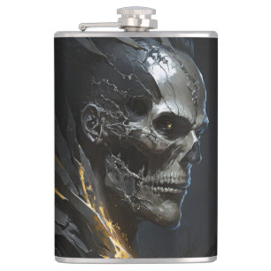Warrior Portrait Skull Fantasy Malerei Wilder Kuns Flachmann