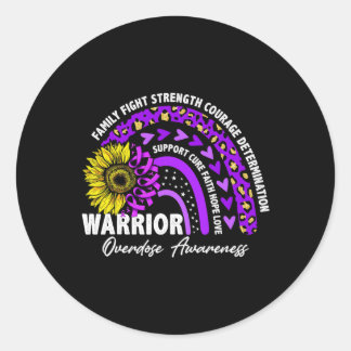 Warrior Rainbow Lila Ribbon Überdosis Awareness Runder Aufkleber