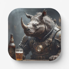 Warrior Rhino Pappteller