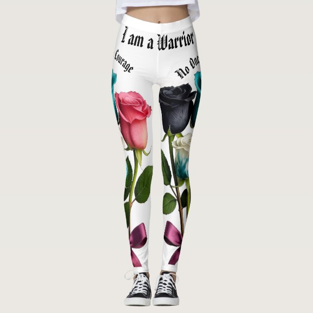 Warrior Roses Cancer Awareness Leggings (Vorderseite)