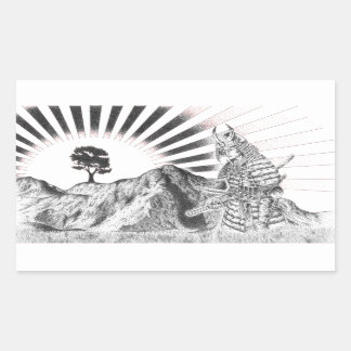 Warrior Samurai and raising sun - M1 Rechteckiger Aufkleber