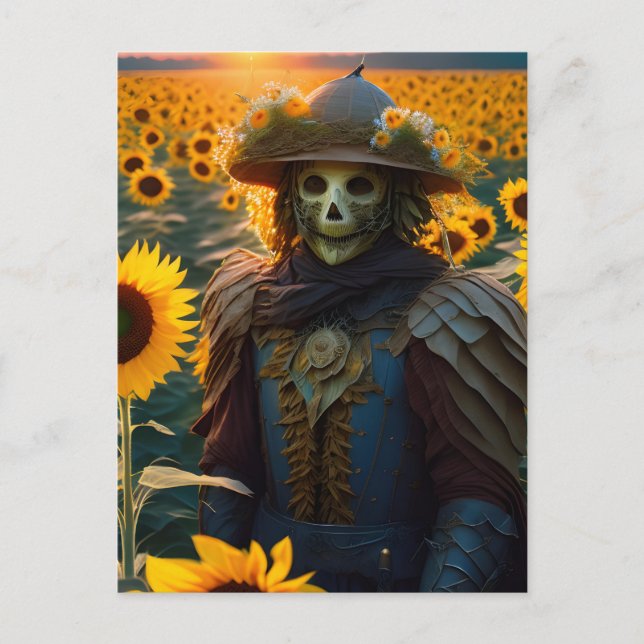 Warrior Scarecrow in der Sonnenblumen Postkarte (Vorderseite)