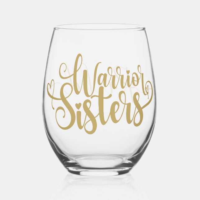 Warrior Sisters Moderne Kalligraphie Personalisier Weinglas Ohne Stiel (Vorderseite)