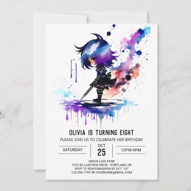 Warrior Spy Ninja Digital Girl Birthday Einladung (Vorderseite)
