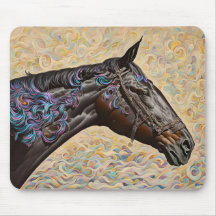 Warrior Style Horse Whimsical Art Mouse Pad