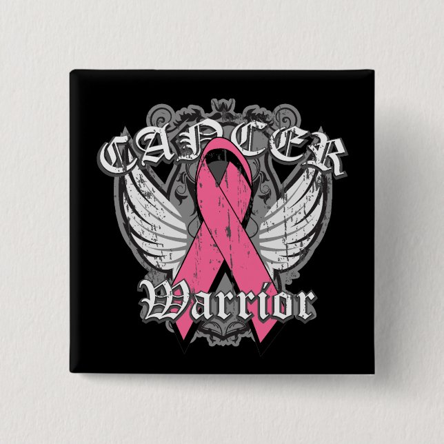 Warrior Vintag Wings - Brustkrebs Button (Vorderseite)