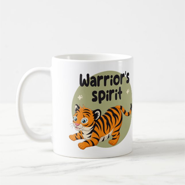 Warrior's spirit Kawaii niedlicher Tigerorange Kaffeetasse (Links)