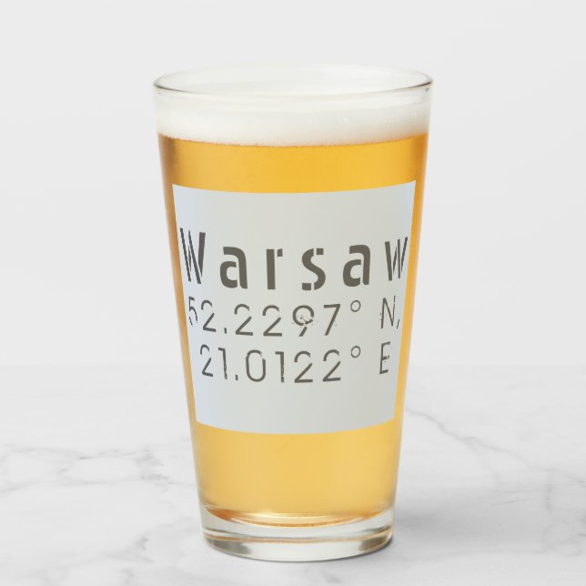 Warsaw Latitude Longitude Glas (Vorne (Gefüllt))