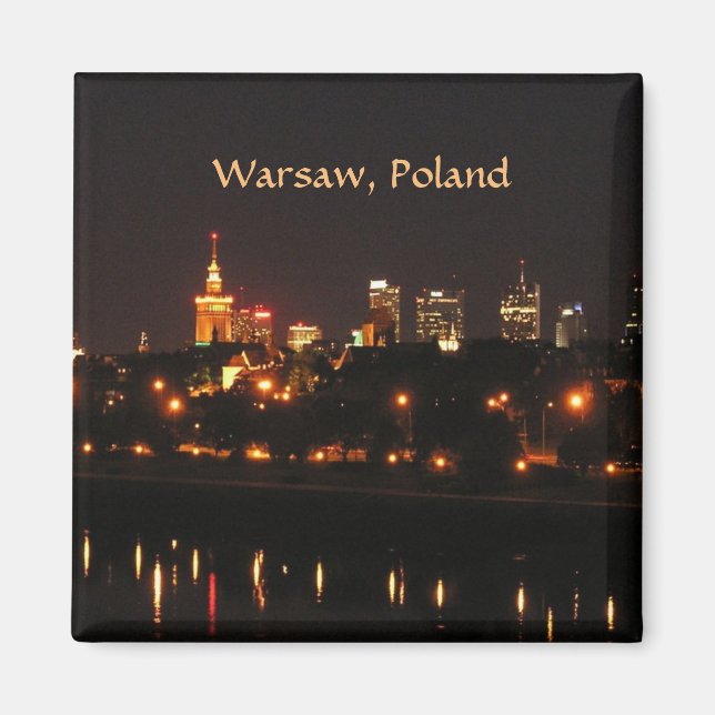 Warsaw, Poland at night Magnet (Vorne)