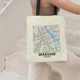 Warsaw, Poland, City Map Tote Bag Tragetasche