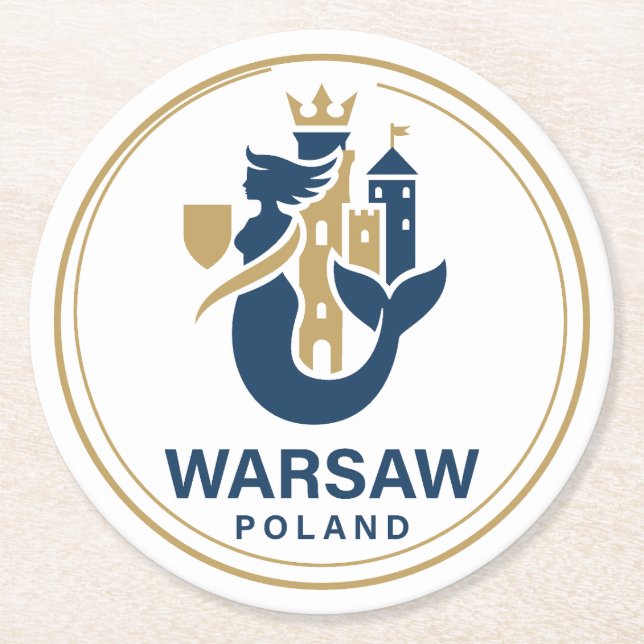 Warsaw Poland Europe Runder Pappuntersetzer (Vorderseite)
