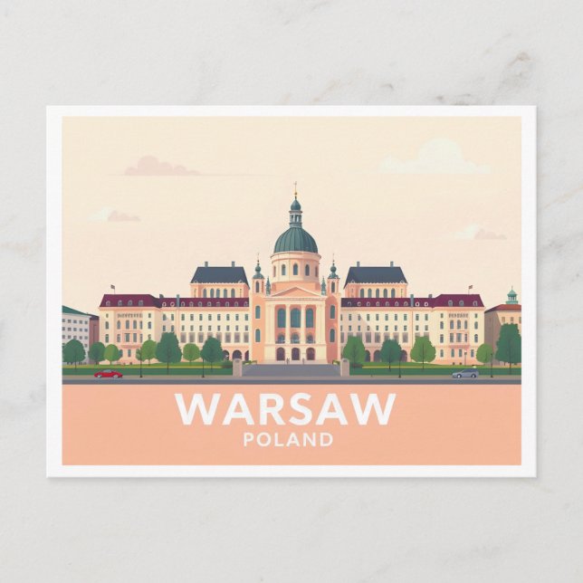 Warschau Polen Das Königliche Schloss Pastel Postkarte (Vorderseite)