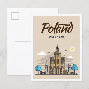 Warschau Polen Kunst Reise Illustration Postkarte