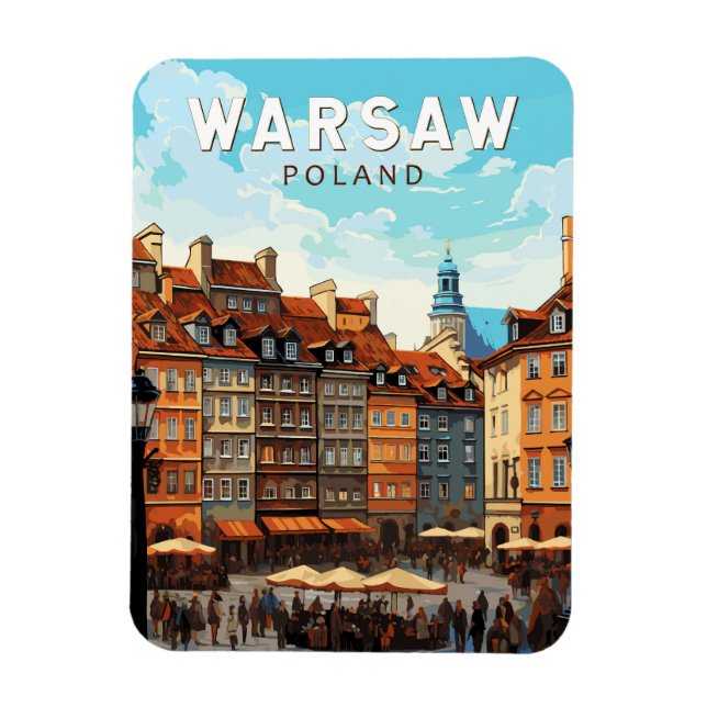 Warschau Polen Kunst Vintag Magnet (Vertikal)