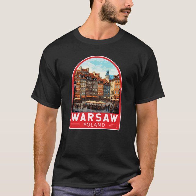 Warschau Polen Kunst Vintag T-Shirt (Vorderseite)