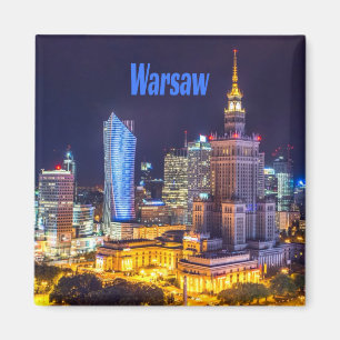 Warschau Polen Nacht Skyline Warschau Spion Magnet