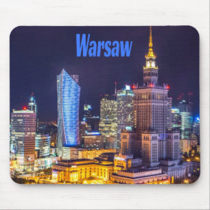 Warschau Polen Nacht Skyline Warschau Spion Mousepad
