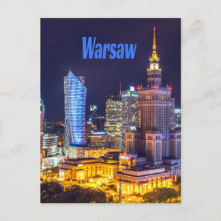 Warschau Polen Night Skyline Warsaw Spire Postkarte