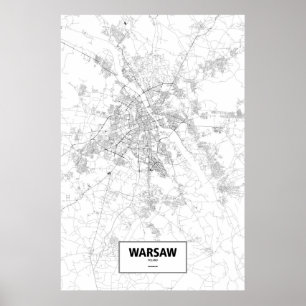 Warschau, Polen (Schwarzes auf Weiß) Poster