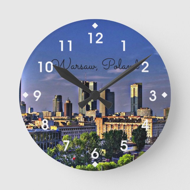 Warschau, Polen Stadtbild Runde Wanduhr (Vorderseite)