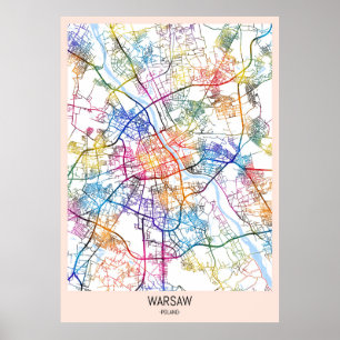 Warschau - Polen - Stadtkarte Poster