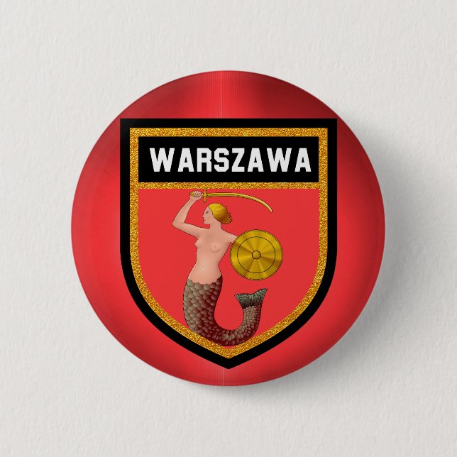 Warschauer Flagge Button (Vorderseite)