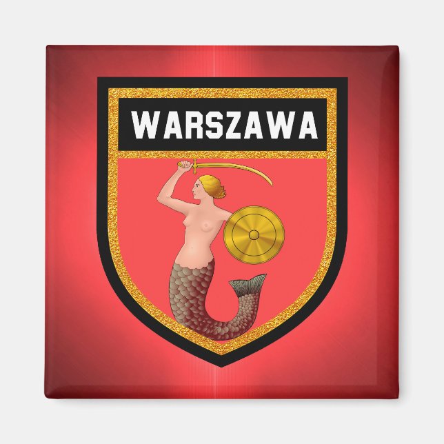 Warschauer Flagge Magnet (Vorne)