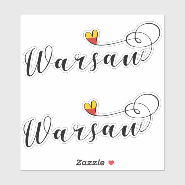 Warschauer Flaggenherz, Warschau Aufkleber (Blatt)