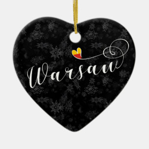 Warschauer Flaggenherz, Warschau, Polen Keramik Ornament