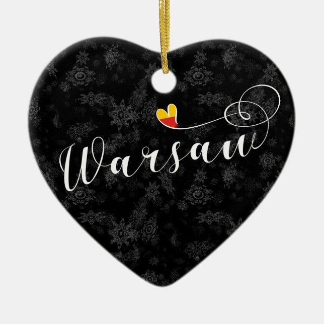 Warschauer Flaggenherz, Warschau, Polen Keramik Ornament (Vorne)