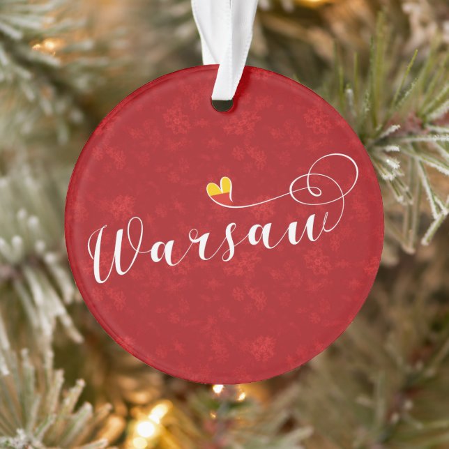 Warschauer Flaggenherz, Warschau, Polen Ornament (Baum)