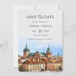 Warschauer Polen Hochzeit in Urlaubsort Save The Date