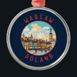 Warschauer Polen Retro Distressed Circle Ornament Aus Metall<br><div class="desc">Warschauer Retrovektor-Reise-Design. Es ist eine faszinierende Mischung aus architektonischen Stilen,  von der charmanten Altstadt bis zum mächtigen Palast der Kultur und Wissenschaft.</div>