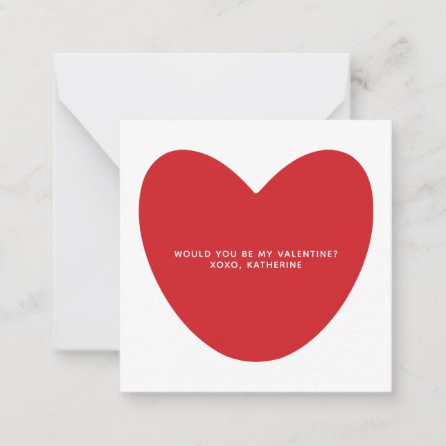 Wärst du mein Valentin? niedlicher Brauch des rote Mitteilungskarte (Vorderseite)
