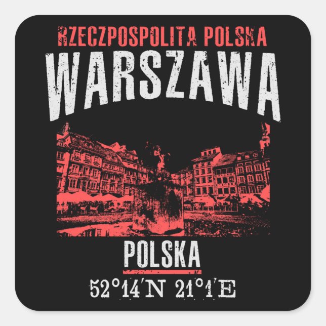 Warszawa Quadratischer Aufkleber (Vorderseite)