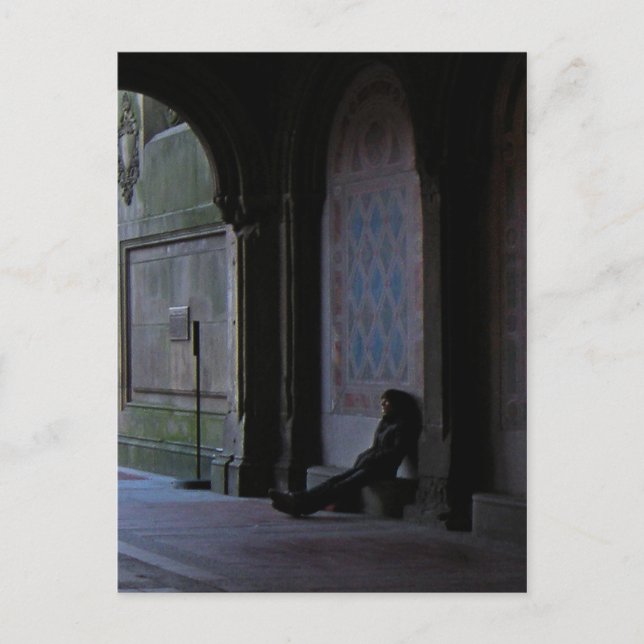 Wart auf der Bethesda Terrace Postkarte (Vorderseite)