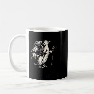 Warte auf den Pinguin mit kleinen Beinen beim Wand Kaffeetasse