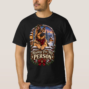 Warte auf meine Person Deutscher Schäferhund Weihn T-Shirt